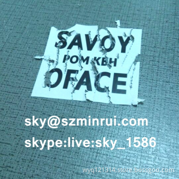 White Coated Custom Printing Fragile Eggshell Sticker Labels from Destructible Vinyl